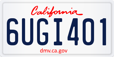 CA license plate 6UGI401