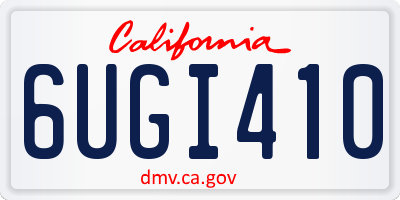 CA license plate 6UGI410