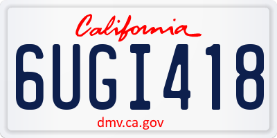 CA license plate 6UGI418