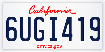 CA license plate 6UGI419