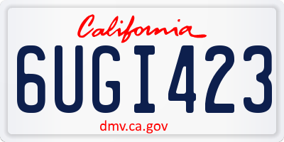 CA license plate 6UGI423