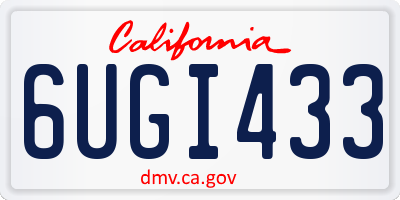 CA license plate 6UGI433