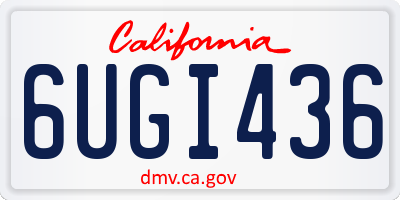 CA license plate 6UGI436