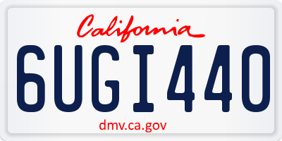 CA license plate 6UGI440