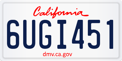 CA license plate 6UGI451