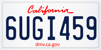 CA license plate 6UGI459