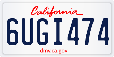 CA license plate 6UGI474