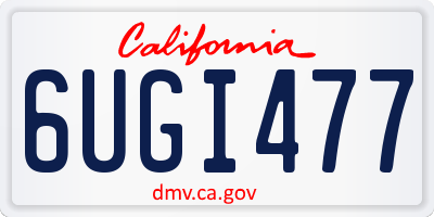 CA license plate 6UGI477