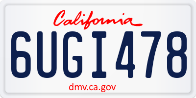 CA license plate 6UGI478