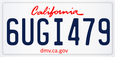 CA license plate 6UGI479
