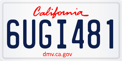 CA license plate 6UGI481