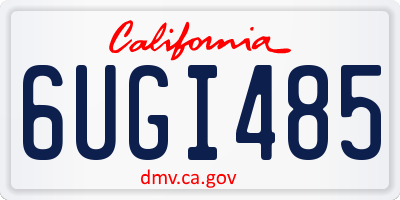 CA license plate 6UGI485