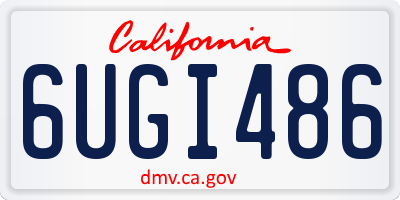 CA license plate 6UGI486
