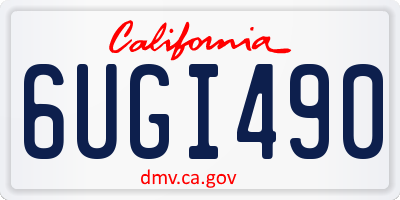 CA license plate 6UGI490