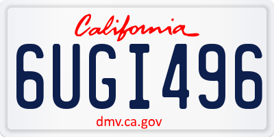 CA license plate 6UGI496