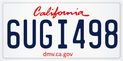 CA license plate 6UGI498