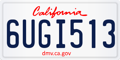 CA license plate 6UGI513