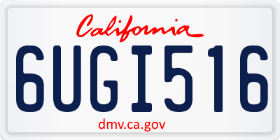 CA license plate 6UGI516