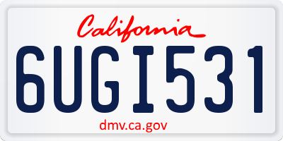 CA license plate 6UGI531