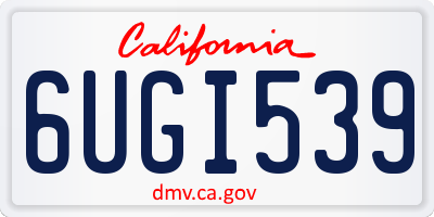 CA license plate 6UGI539