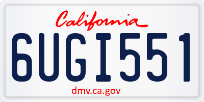 CA license plate 6UGI551