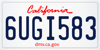 CA license plate 6UGI583