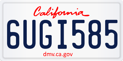 CA license plate 6UGI585