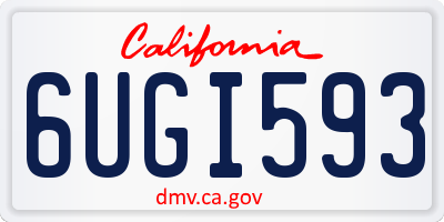 CA license plate 6UGI593