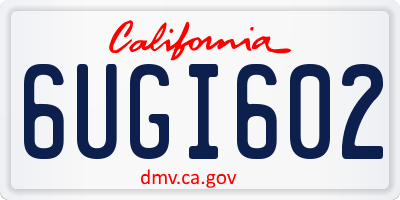 CA license plate 6UGI602