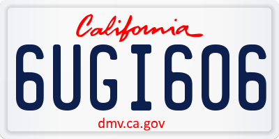 CA license plate 6UGI606