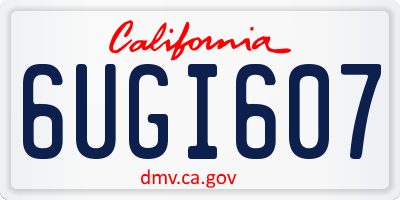 CA license plate 6UGI607