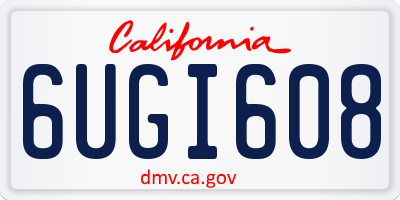 CA license plate 6UGI608
