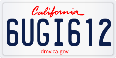 CA license plate 6UGI612