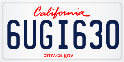 CA license plate 6UGI630