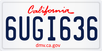 CA license plate 6UGI636