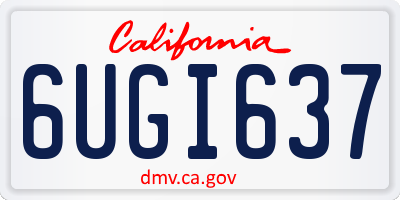 CA license plate 6UGI637
