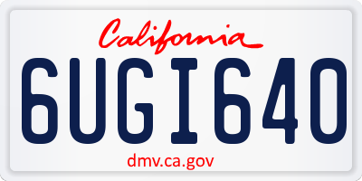 CA license plate 6UGI640