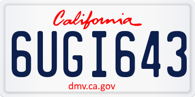 CA license plate 6UGI643