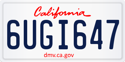 CA license plate 6UGI647