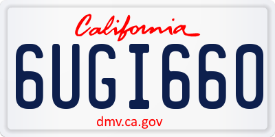 CA license plate 6UGI660