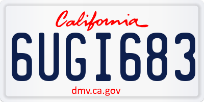 CA license plate 6UGI683