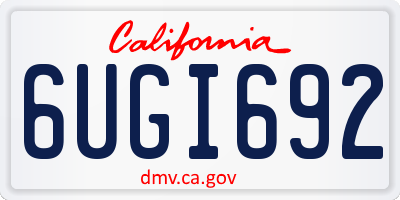 CA license plate 6UGI692