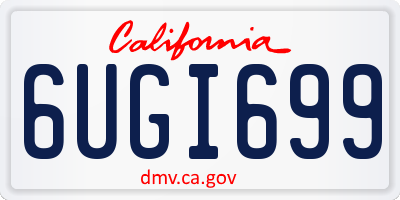 CA license plate 6UGI699
