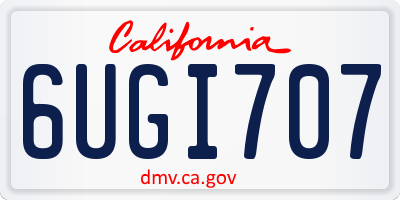CA license plate 6UGI707