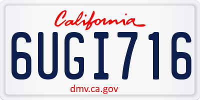 CA license plate 6UGI716