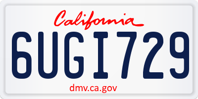CA license plate 6UGI729