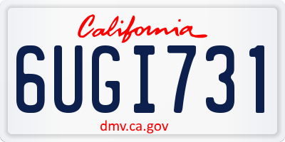 CA license plate 6UGI731