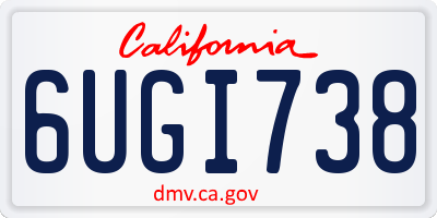 CA license plate 6UGI738