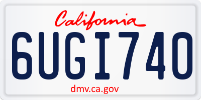 CA license plate 6UGI740