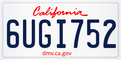 CA license plate 6UGI752